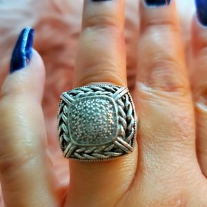 Sterling silver ring with real diamonds